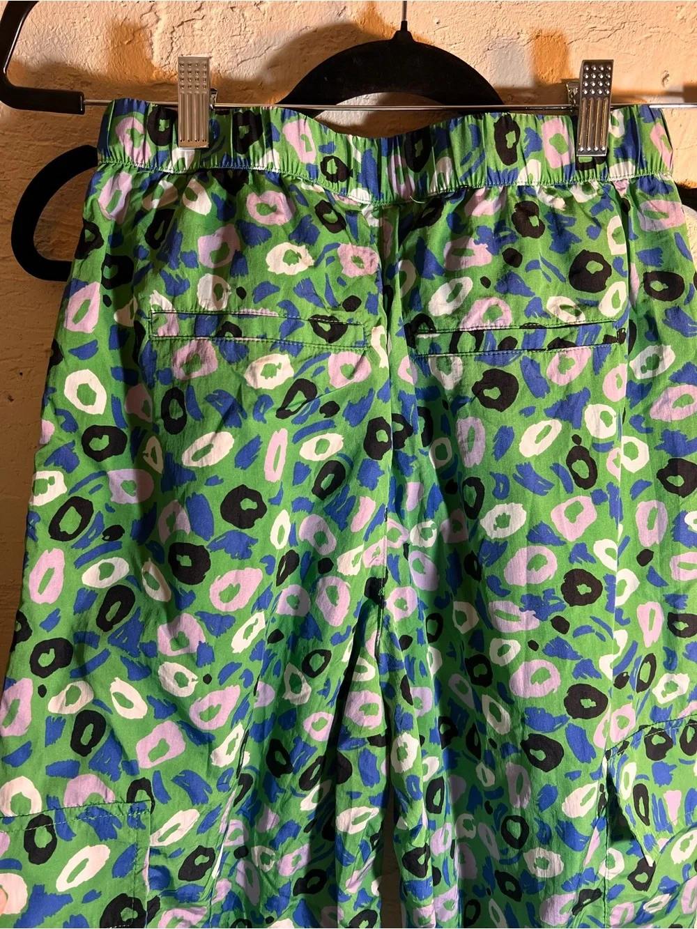 Diane Von Furstenberg Green Purple Floral balloon cargo barrel joggers Y2K S